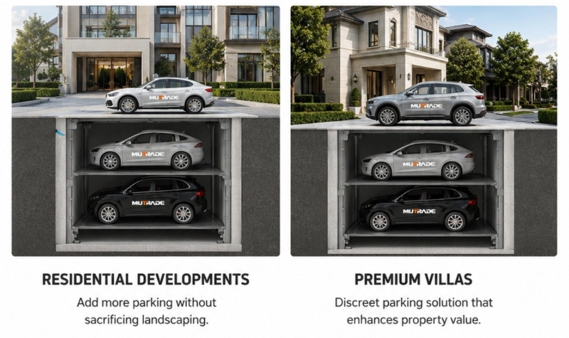 PFPP Pit Four Post Parking System Hidden Underground Parking for Premium and Space-Limited Projects 2 PFPP Pit Four Post Parking System ที่จอดรถใต้ดินที่ซ่อนอยู่สำหรับโครงการระดับพรีเมียมและพื้นที่จำกัด 3